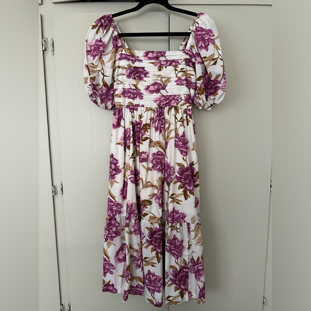 Abercrombie & Fitch Emerson Poplin Puff Sleeve Midi Dress